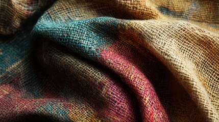 Poster - Textured Fabric Close-Up with Color Variations in Natural Light
