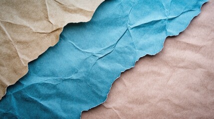 Poster - Textured kraft paper background with torn edges in natural colors providing ample copy space for creative design or text placement.