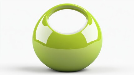 Poster - Shiny green apple-shaped vase with a handle elegantly displayed on a clean white background for modern home decor inspiration