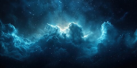 Aufkleber - Celestial nebula breathtaking view of vibrant nebula deep space glowing with ethereal blue light scattered stars