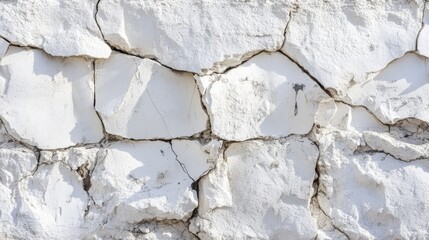 Poster - Cracked white wall texture closeup abstract background for design and architectural concepts