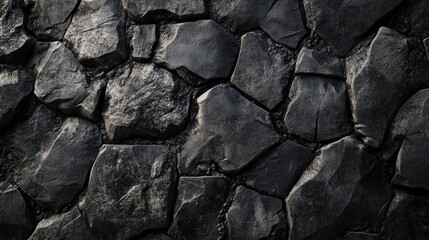 Poster - Textured dark stone wall background for design, showcasing rugged irregular shapes and surfaces suitable for various creative projects.