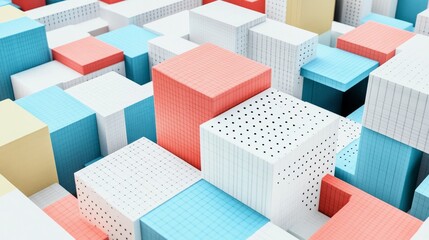 Poster - An abstract block-building scene with artistic patterns, Contemporary construction style, photo of