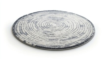 Poster - Round textured carpet with concentric circular patterns on a clean white background for interior design and home decor aesthetics.