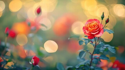 Poster - roses in soft pastel colors with a dreamy blur effect creating a serene and romantic floral backgrou