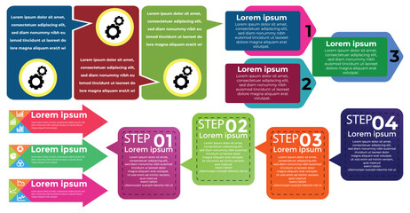 Fototapete - Modern Infographic slides presentation elements template. Business Process and step diagram. Data visualization timeline process infographic.