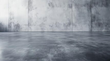 Poster - Polished grey concrete floor texture with industrial style and minimalist design suitable for modern interiors or artistic backgrounds.