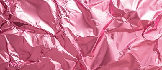 Poster - Pink crumpled foil texture with shimmering metallic finish ideal for luxury backgrounds and elegant design projects