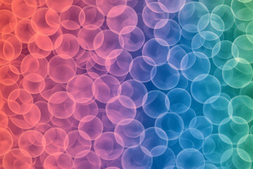 Poster - An abstract pattern of overlapping translucent circles in gradient hues