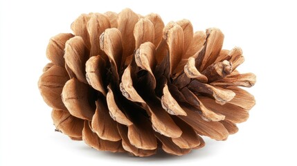 Poster - Detailed pinecone perched gracefully on a white background showcasing its intricate textures and natural beauty for design projects