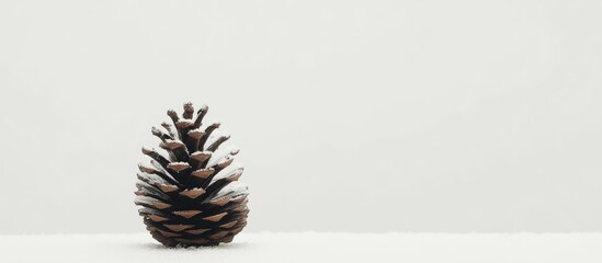 Poster - Pine cone positioned against a clean white background highlighting natural texture and simplicity in a minimalist style.