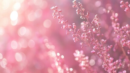 Poster - Soft pink bokeh background with delicate floral elements creating an elegant and dreamy abstract texture for design use