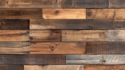 Poster - Rustic pine wood wall texture featuring a blend of warm and dark tones ideal for creating natural and cozy interior designs