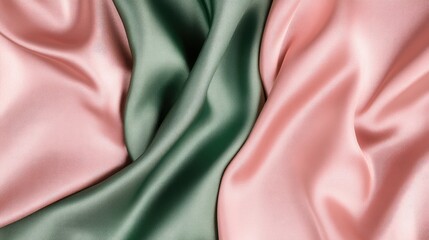 Poster - Elegant pink and green satin fabric texture background for textile and fashion design concepts