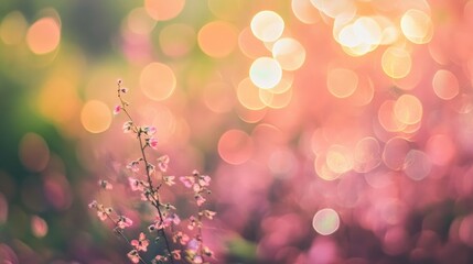 Aufkleber - Abstract blurred floral background with soft daylight and colorful bokeh effects creating a dreamy atmosphere for artistic visuals