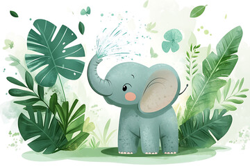 playful elephant in the jungle