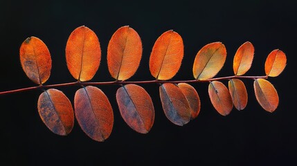 Aufkleber - Vibrant ornamental plant leaves showcasing rich autumn colors against a dark background for a striking visual impact.