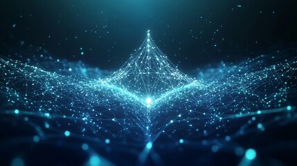Aufkleber - Digital Wave Formation With Glowing Nodes Creates a Mesmerizing Visual Display of Interconnected Data in an Abstract Setting