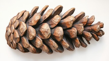 Poster - Textured pine cone on a light background highlighting natural colors and details ideal for nature, botanical or seasonal themes.