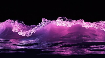 Poster - vibrant pink and purple light painting of waves and ripples captured in long exposure against a dark