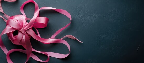 Aufkleber - Craft gift packaging materials with elegant pink ribbon arranged artistically on a dark textured background. Ideal for festive presentations.