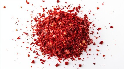 Aufkleber - Dried paprika spice scattered on a white background showcasing its vibrant red color and texture for culinary and design purposes