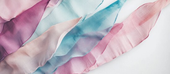 Poster - Pastel colored fabric bunting garland flags isolated on white background perfect for festive party decorations and event themes