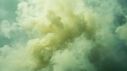 Aufkleber - Mysterious green fog with swirling yellow smoke creating an ethereal atmospheric scene in an overcast sky