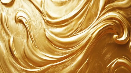 Aufkleber - Elegant golden abstract wave texture with glossy finish and intricate patterns for luxurious design backgrounds