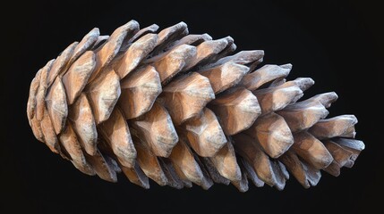 Poster - Detailed close-up of a pine cone showcasing its unique texture and natural design set against a dark background for a striking visual effect