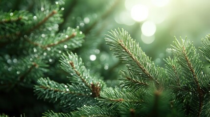 Poster - Pine and fir tree branches with lush green foliage ideal for holiday dÃ©cor botanical designs and seasonal arrangements
