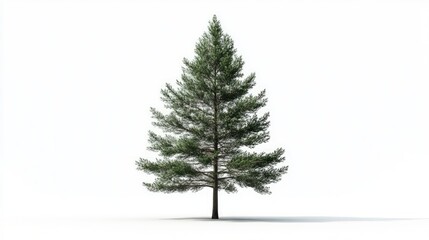 Poster - Pine tree isolated against a clean white background showcasing its detailed foliage and natural beauty for nature and environmental design projects.