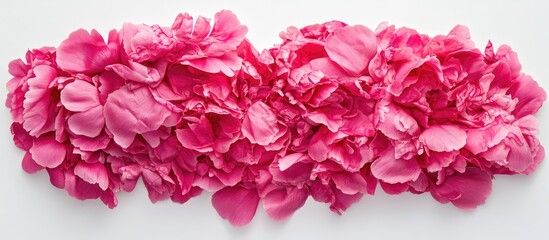 Aufkleber - Peony petals arranged in a heart shape on a white background Romantic floral decoration for love themed presentations or invitations
