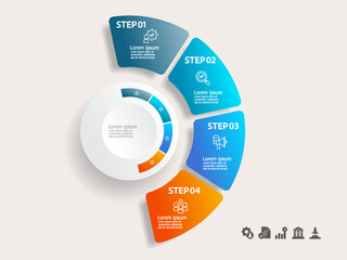 Wall Mural - simple circle infographics timeline business workflow background with business icon 4 steps for repo