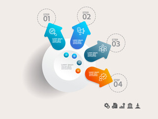 Wall Mural - simple circle infographics timeline business workflow background with business icon 4 steps for repo