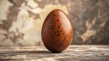 Orthodox Easter natural brown speckled egg isolated on textured background showcasing traditional holiday decor and symbolism