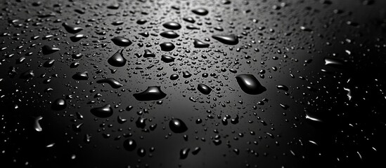 Poster - raindrops on a dark surface creating a serene and reflective ocean-like atmosphere with a dramatic v