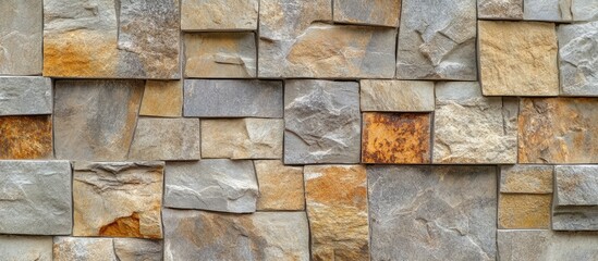 Poster - textured stone wall with a blend of tan and grey hues ideal for creative photography and artistic ba
