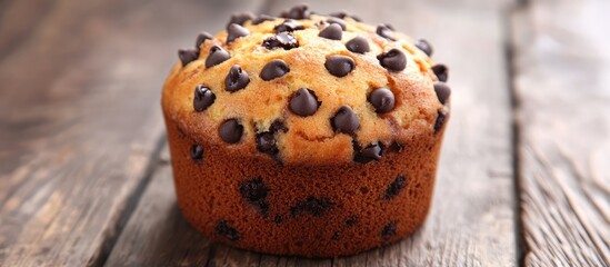 Poster - Classic Panettone with Chocolate Chips on a Rustic Wooden Table Close-Up