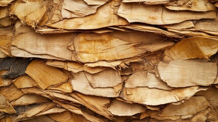 Aufkleber - Close up of stacked OSB slabs made from recycled sawdust showcasing natural wood textures and patterns in building material design