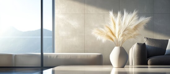 Poster - Pampas grass arrangement in a minimalist vase enhancing an eco-friendly interior ideal for contemporary home decor and styling