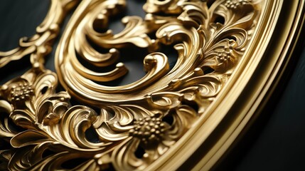 Poster - Intricately designed oval gold picture frame showcasing exquisite decorative patterns and craftsmanship details.