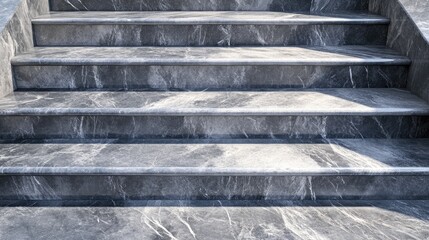 Aufkleber - Elegant outdoor concrete stairs adorned with polished gray marble surface showcasing texture and natural veining detail.