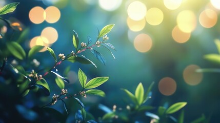 Aufkleber - Bokeh lights background with soft greenery and vibrant colors creating a tranquil nature atmosphere for relaxing or artistic design projects