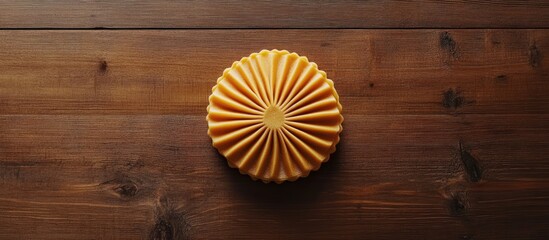 Poster - Pasta disc beautifully arranged on rustic wooden table showcasing culinary artistry and traditional Italian cuisine.