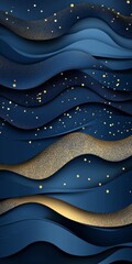 Poster - Dynamic Waves of Deep Blue and Shimmering Gold Create a Captivating Abstract Design Full of Movement and Elegance in Modern Decor
