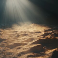 Poster - Light Streaming Through Darkness Onto a Sandy Surface Creates an Ethereal Atmosphere in a Secluded Environment