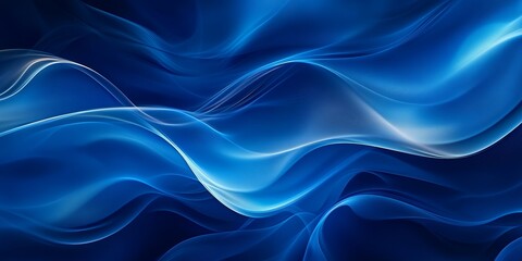 Fototapete - Flowing Blue Waves Create a Serene and Calming Atmosphere in a Digital Abstract Art Composition Showcasing Smooth Textures and Light
