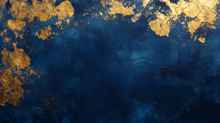 Aufkleber - Artistic Blue and Gold Abstract Texture With a Rich Surface Pattern Created Through Blending Techniques for Modern Decor and Design Projects
