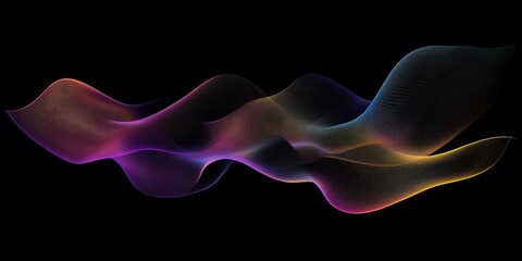 Wall Mural - abstract colorful wave flowing in dark background.
